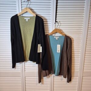 A. Giannetti Cashmere Cardigan Lot XL NWT Black Green Brown Blue Hong Kong Flaws